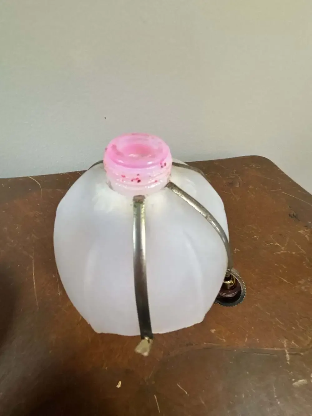 Vintage Pink Iridescent Milk Glass Water Mill Scent Lamp with Shade